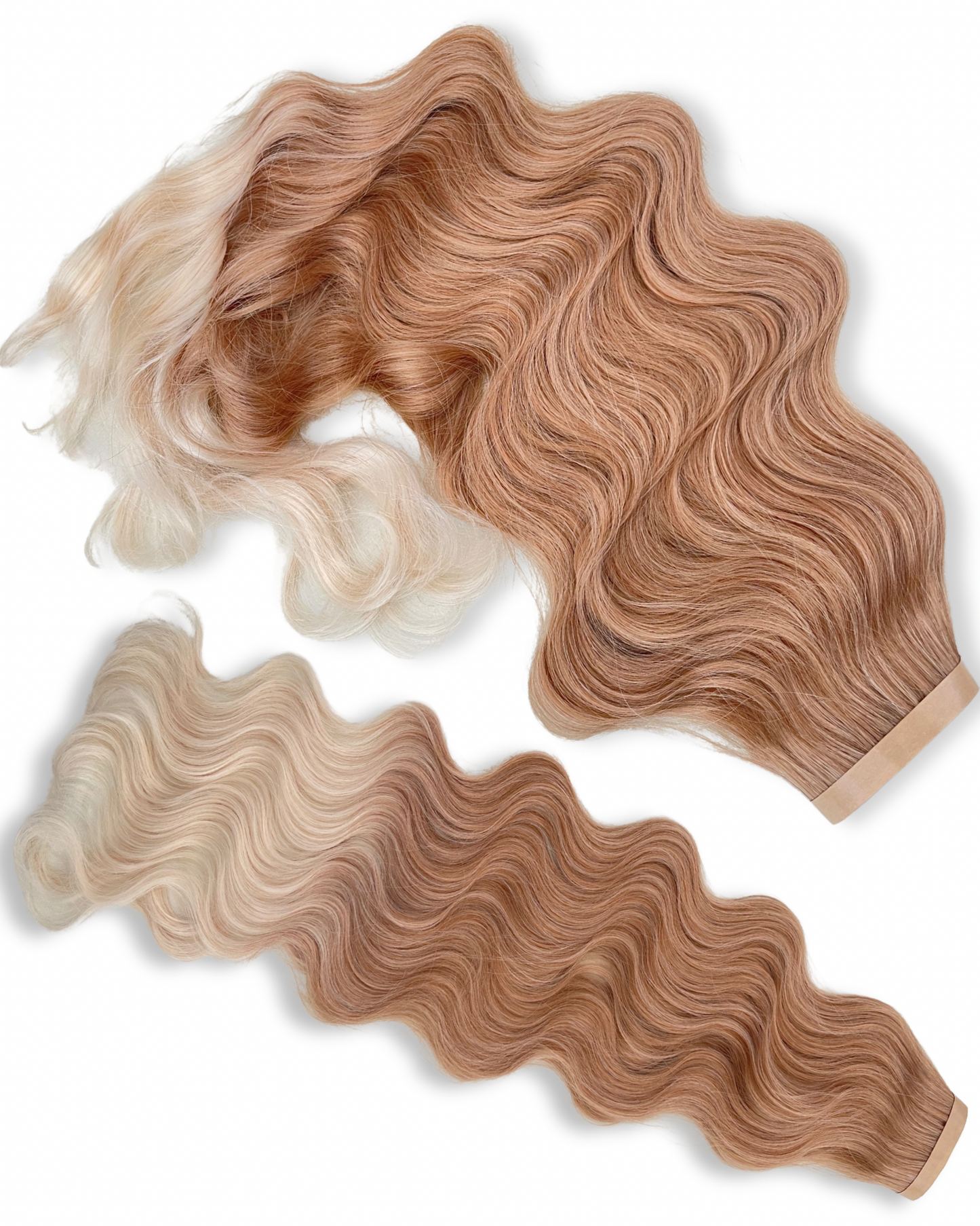 26” 210g Tape-In Weft Bio-Protein Fibre Wavy Highlighted Blonde