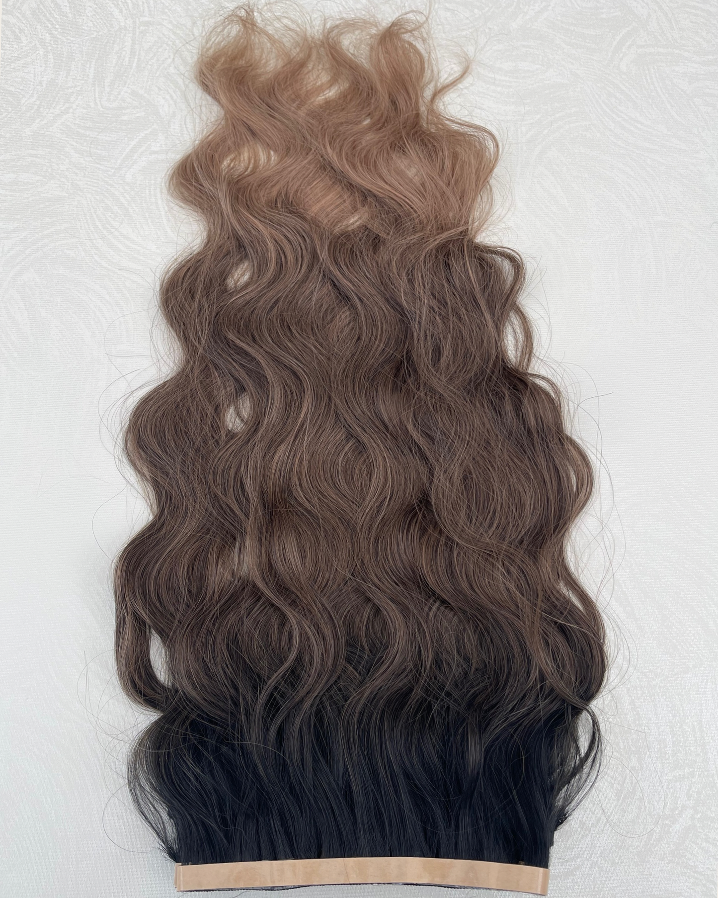 26” 210g Tape-In Weft Bio-Protein Fibre Wavy Ombre Brown
