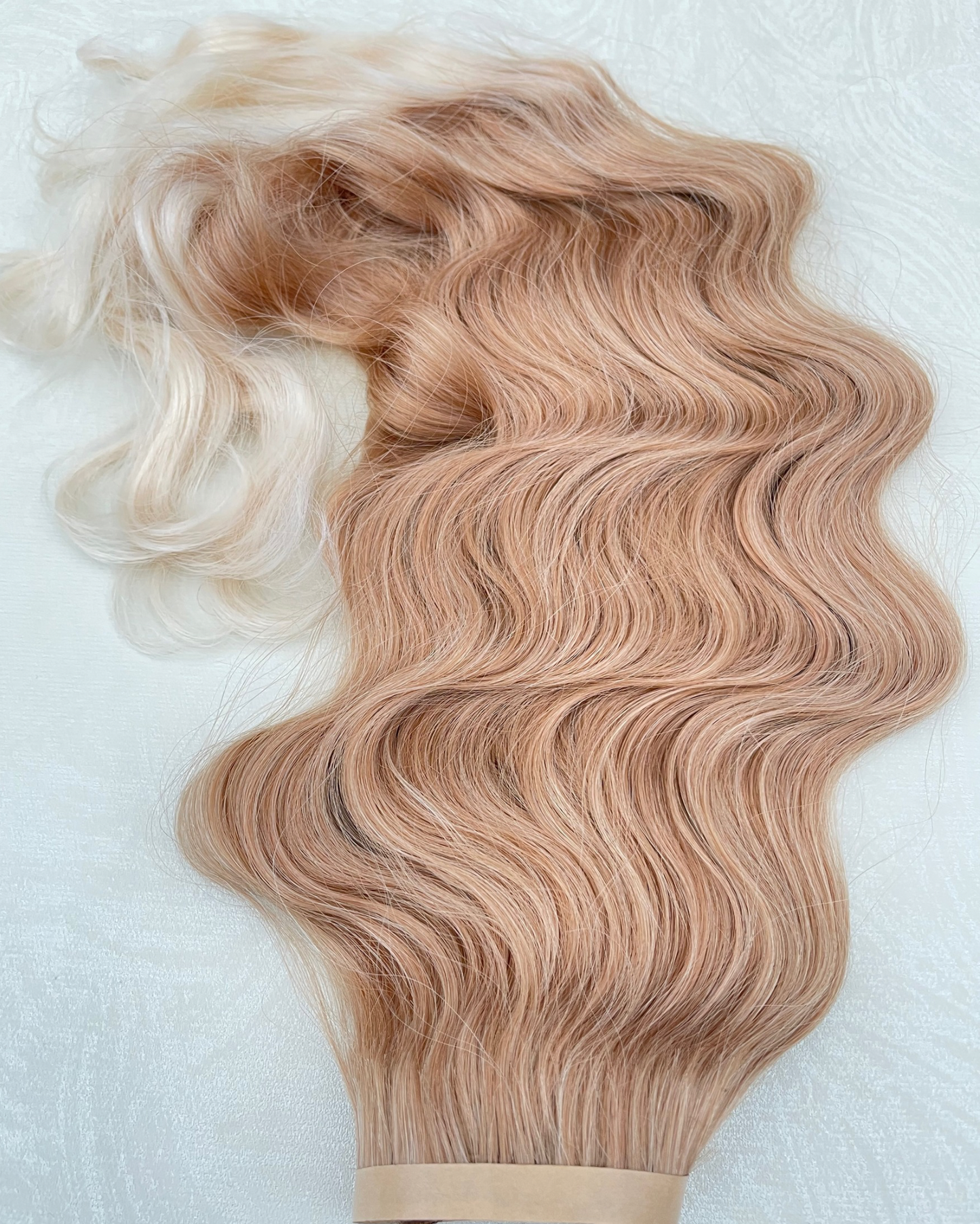 26” 210g Tape-In Weft Bio-Protein Fibre Wavy Highlighted Blonde