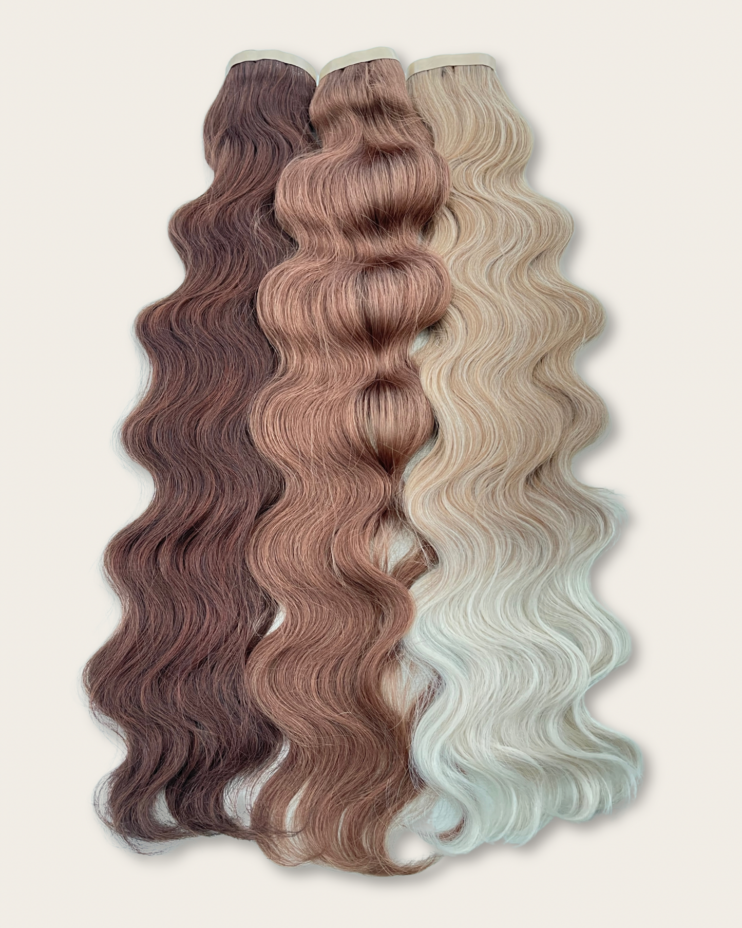 26” 210g Tape-In Weft Bio-Protein Fibre Wavy Light Brown