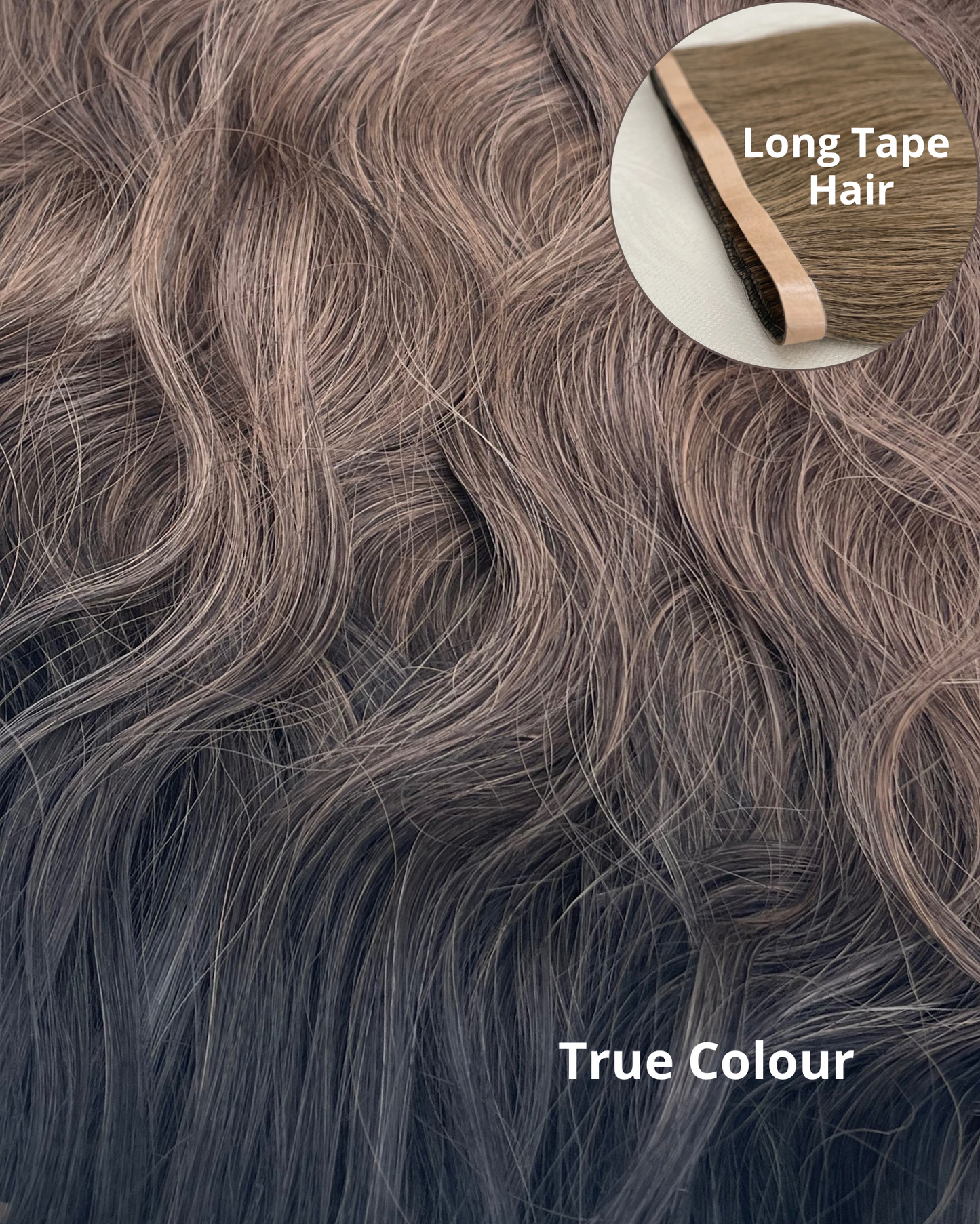 26” 210g Tape-In Weft Bio-Protein Fibre Wavy Ombre Brown