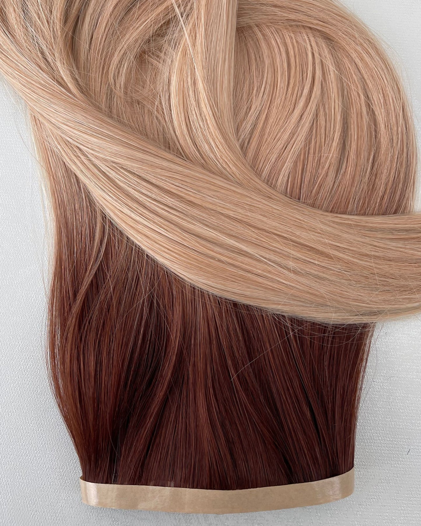 26” 210g Tape-In Weft Bio-Protein Fibre Rooted Auburn Blonde