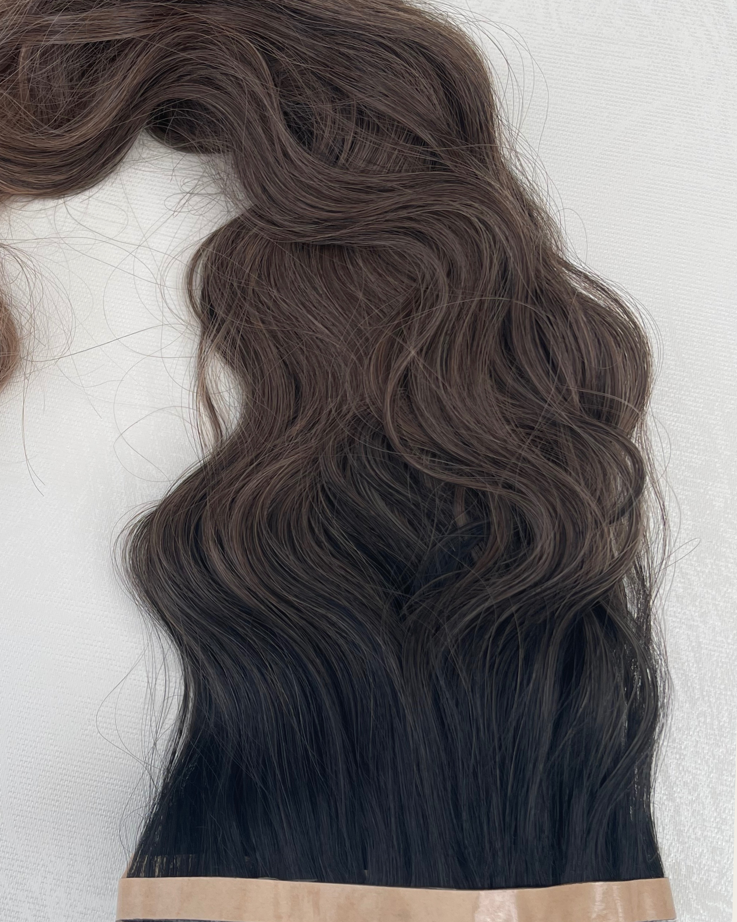 26” 210g Tape-In Weft Bio-Protein Fibre Wavy Ombre Brown