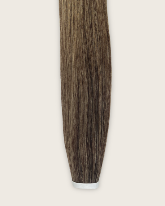 26” 210g Tape-In Weft Bio-Protein Fibre Highlighted Medium Brown