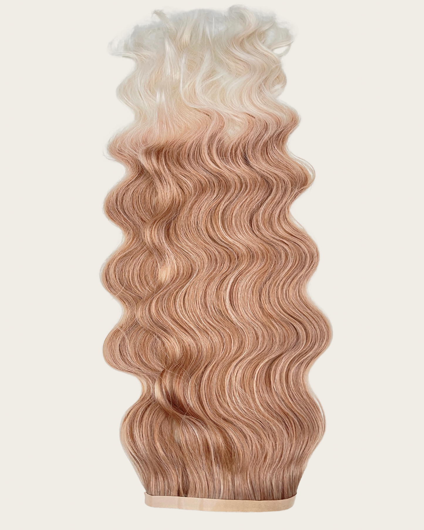 26” 210g Tape-In Weft Bio-Protein Fibre Wavy Highlighted Blonde
