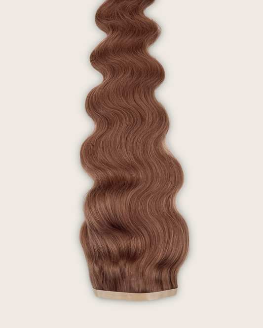 26” 210g Tape-In Weft Bio-Protein Fibre Wavy Light Brown
